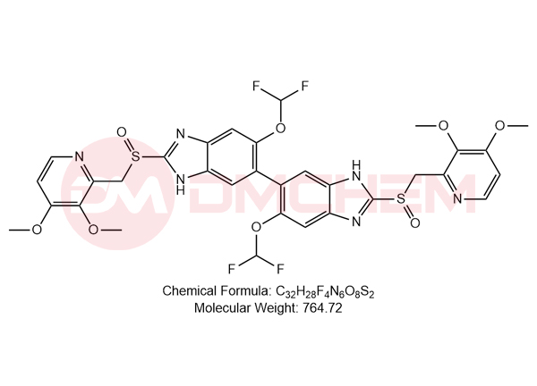 A mixture of the stereoisomers of 6,6′-bis (difluoro methoxy)-2,2′-bis[[(3,4-dimethoxypyridin-2-yl)methyl]sulfinyl]-1H,1′H-5,5′-bibenzimidazolyl